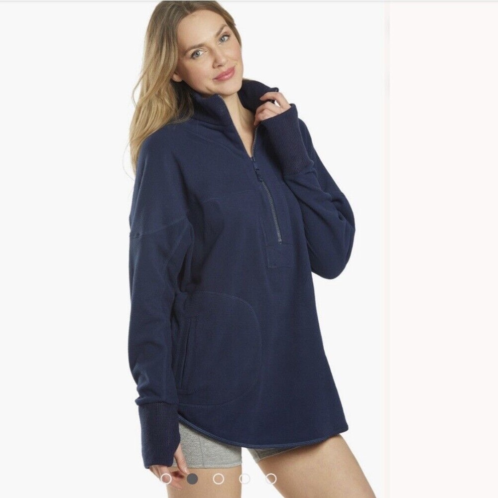 FP movement free people mountain dreamin fleece jacket navy blue